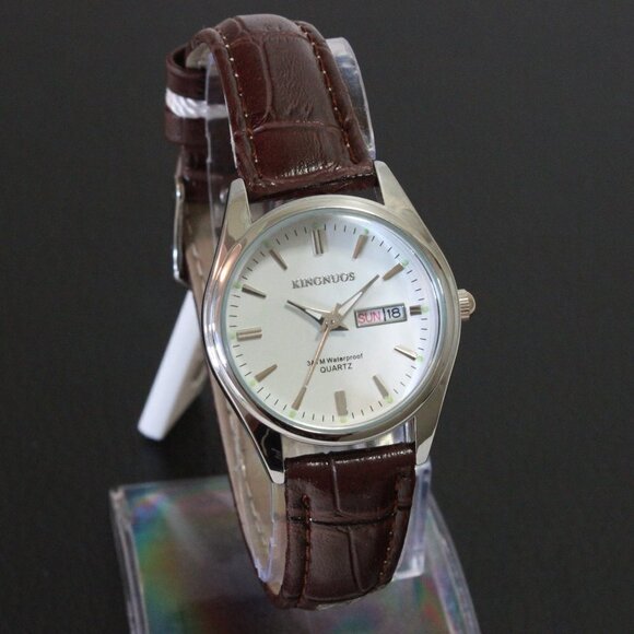 Women\'s Contemporary Dress Watch Silver With Brown Strap 28mm main image 13